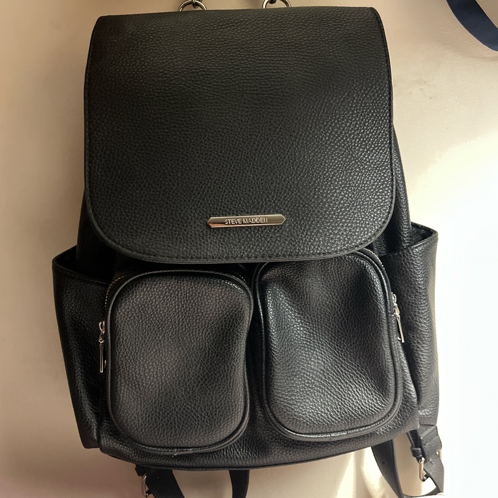 Steve Madden black backpack + small pouch